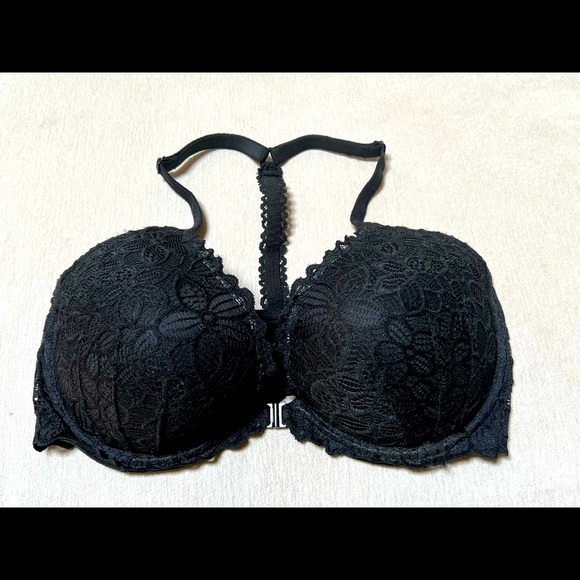 PINK Victoria's Secret Other - Victoria’s Secret PINK T-Back Black Lace Push-up Padded Bra